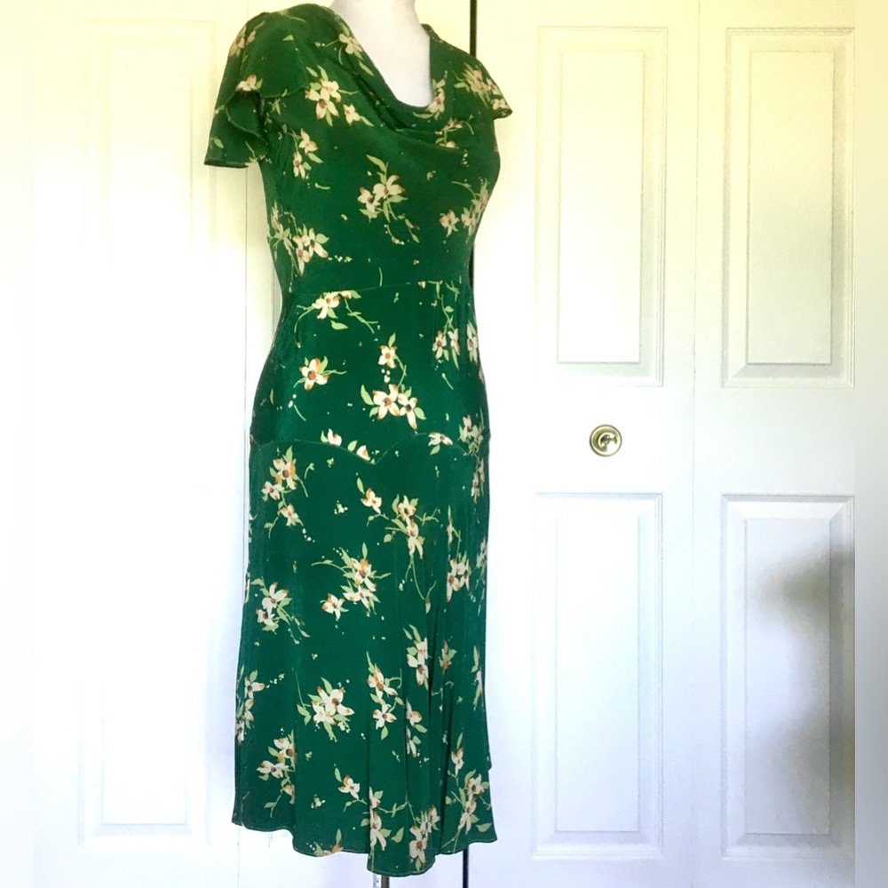 True Vintage 1930’s Depression Era Cowl Neck Floral Day Dress with Drop Waist